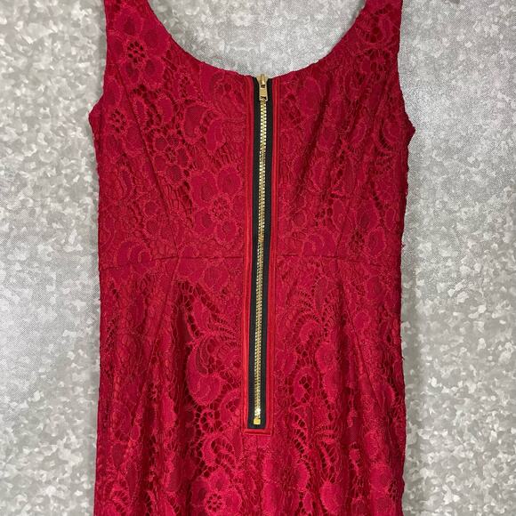 JAX Black Label Women's Red Lace Sleeveless Midi Dress - Size 4 - Sexy Cocktail - Picture 6 of 7